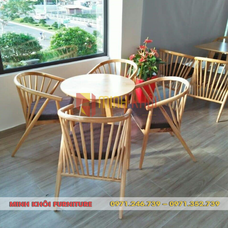 Bộ bàn ghế cafe gỗ Genny 12 Bộ bàn ghế cafe gỗ Genny
