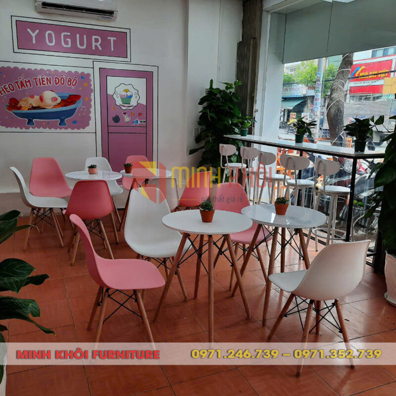 Ghế nhựa chân gỗ Eames 22 Ghế nhựa chân gỗ Eames