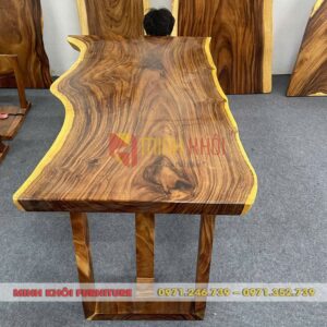 Bàn gỗ me tây nguyên tấm cao cấp cho gia đình & quán ăn