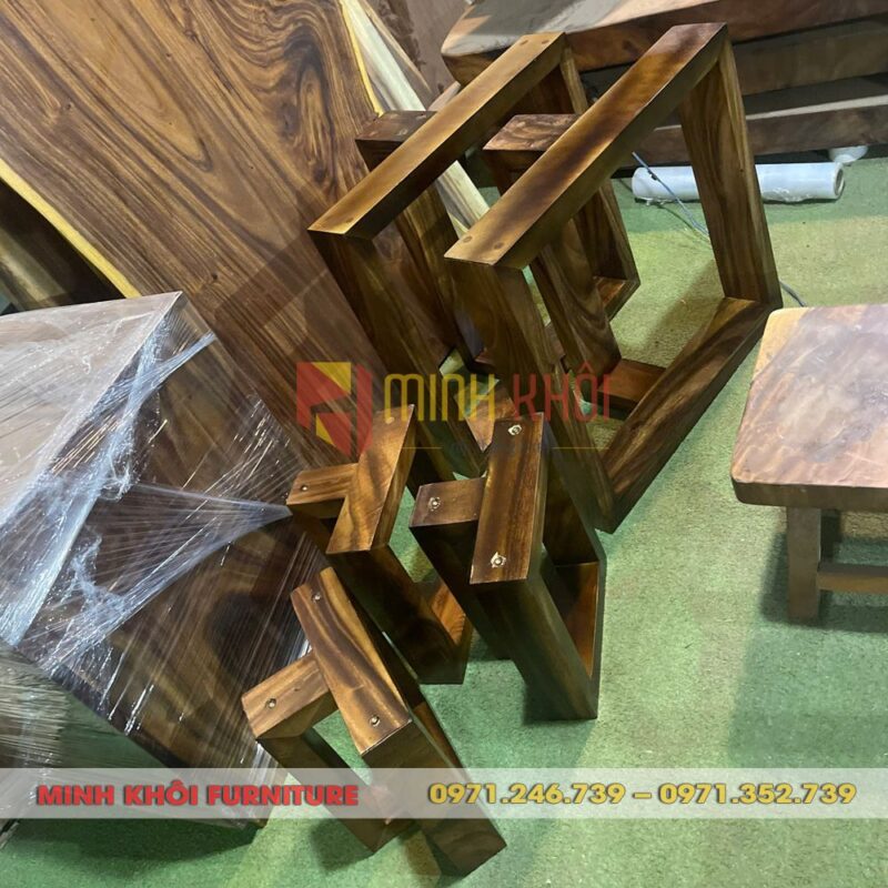 Bàn gỗ me tây nguyên tấm 12 Bàn gỗ me tây nguyên tấm cao cấp cho gia đình & quán ăn
