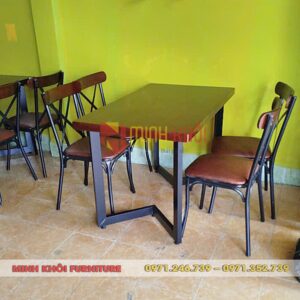 Bộ bàn ăn 4 ghế chữ X - Bàn ghế quán ăn, nhà hàng giá rẻ