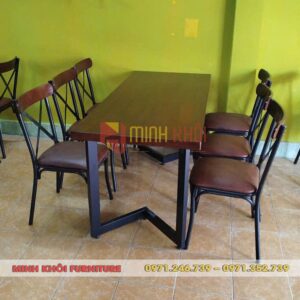 Bộ bàn ăn 4 ghế chữ X - Bàn ghế quán ăn, nhà hàng giá rẻ