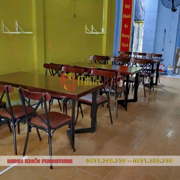Bộ bàn ăn 4 ghế chữ X - Bàn ghế quán ăn, nhà hàng giá rẻ