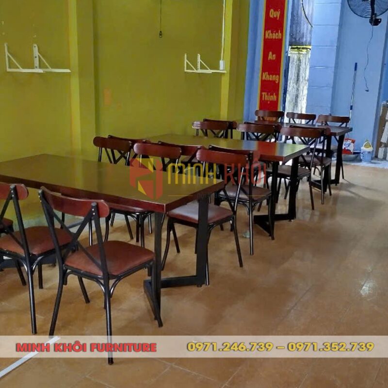 Bộ bàn ăn 4 ghế chữ X - Bàn ghế quán ăn, nhà hàng giá rẻ