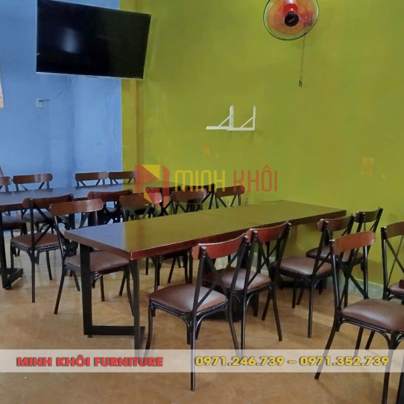 Bộ bàn ăn 4 ghế chữ X - Bàn ghế quán ăn, nhà hàng giá rẻ