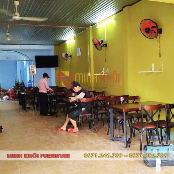 Bộ bàn ăn 4 ghế chữ X - Bàn ghế quán ăn, nhà hàng giá rẻ