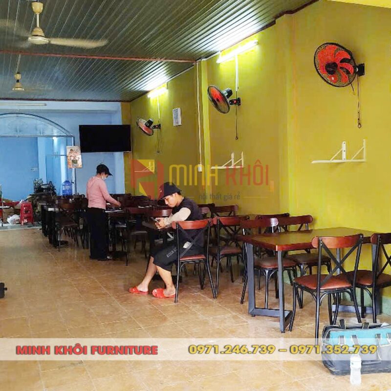 Bộ bàn ăn 4 ghế chữ X - Bàn ghế quán ăn, nhà hàng giá rẻ