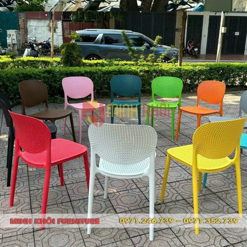 Ghế nhựa đúc MK-3002 - Ghế nhựa cafe, trà sữa, ghế nhựa quán ăn