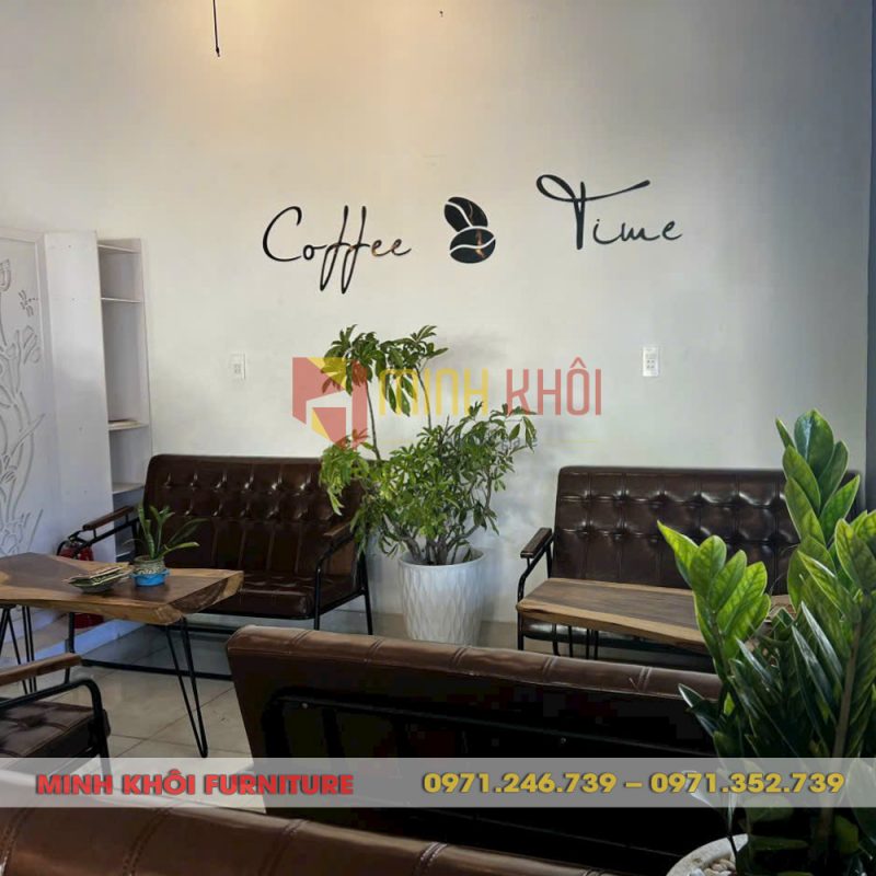 Sofa cafe khung sắt tay gỗ MK-0008 13 Sofa cafe khung sắt tay gỗ MK-0008