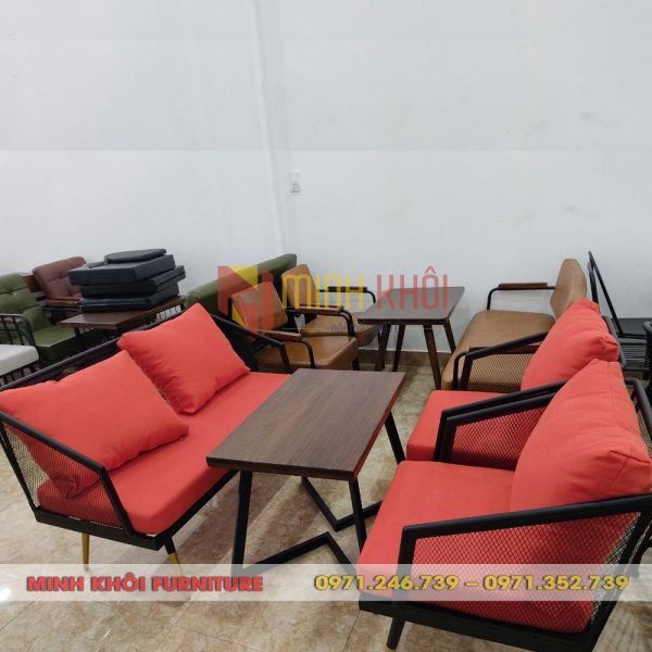 Bộ sofa cafe lưới khung sắt