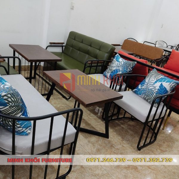 Bộ sofa cafe sắt lưng cong