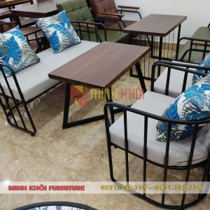 Bộ sofa cafe sắt lưng cong