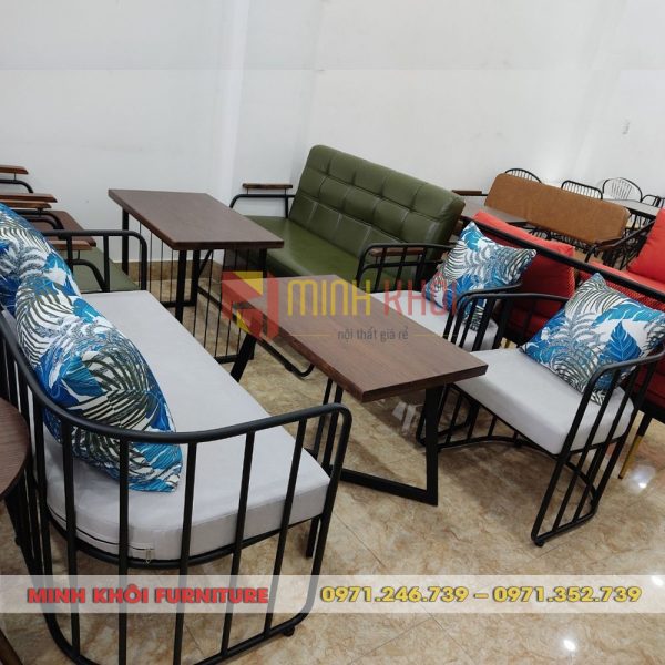 Bộ sofa cafe sắt lưng cong