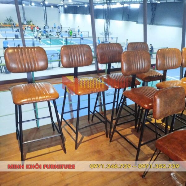 Ghế bar chân sắt tiện bọc nệm