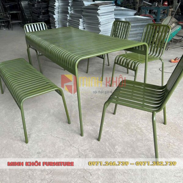 Bộ bàn ghế sắt MK-0021 – Bàn ghế cafe sân vườn ngoài trời đẹp, giá tốt