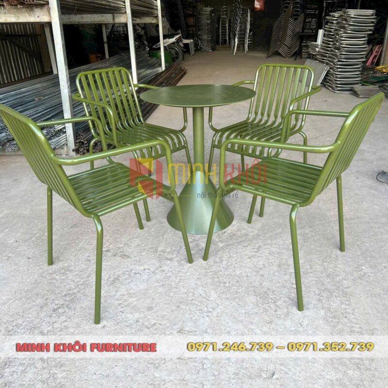 Bộ bàn ghế sắt MK-0024 – Thích hợp cho sân vườn và ban công