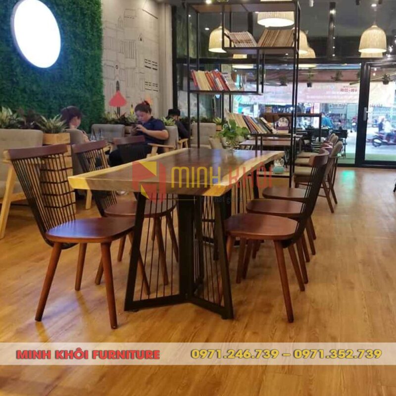 Bàn cafe gỗ me tây MK-0044 – Sang trọng, bền đẹp cho quán cafe