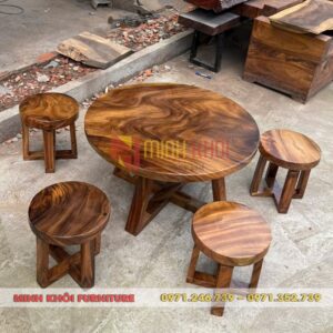 Bộ bàn ghế cà phê gỗ me tây MK-0046 – Vẻ đẹp mộc mạc, sang trọng