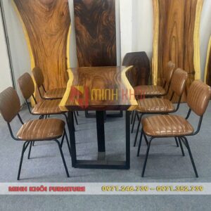 Bộ bàn ghế gỗ me tây MK-0045 cho quán nhậu, quán ăn, nhà hàng