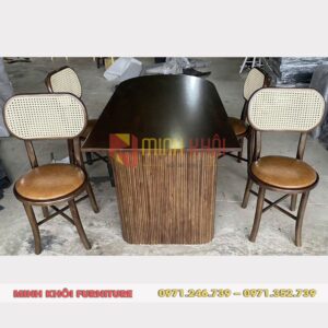 Bộ bàn ăn 4 ghế Thonet chân chéo MK-0052 – Sang trọng cho quán ăn, nhà hàng