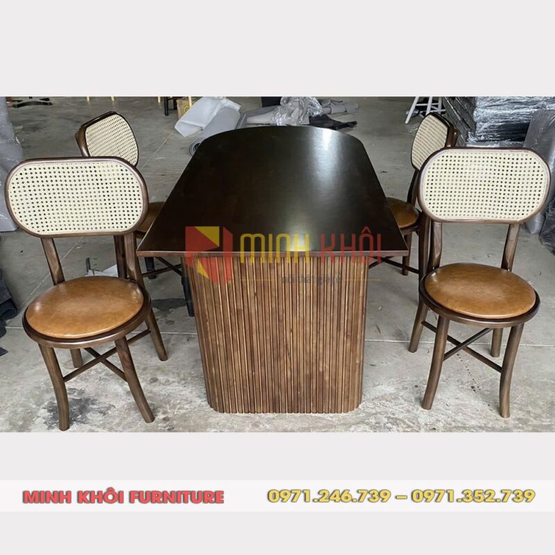 Bộ bàn ăn 4 ghế Thonet chân chéo MK-0052 7 Bộ bàn ăn 4 ghế Thonet chân chéo MK-0052 – Sang trọng cho quán ăn, nhà hàng