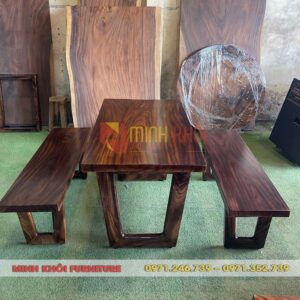 Bộ bàn ăn gỗ me tây MK-0038 – Bền đẹp, sang trọng cho gia đình và nhà hàng