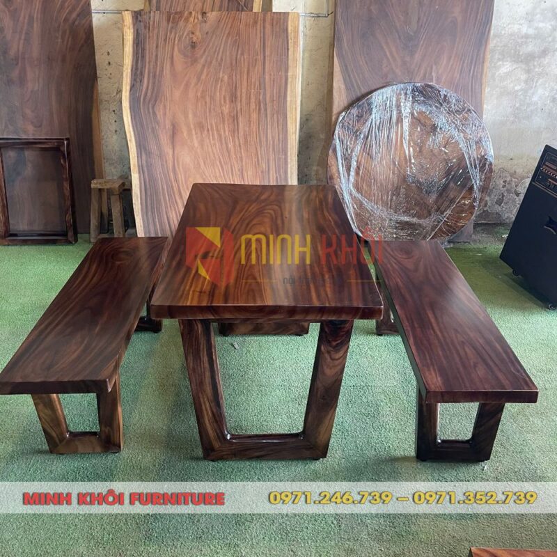 Bộ bàn ăn gỗ me tây MK-0038 11 Bộ bàn ăn gỗ me tây MK-0038 – Bền đẹp, sang trọng cho gia đình và nhà hàng