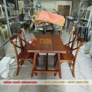 Bộ bàn ăn MK-0033 (Bàn gỗ thông + 4 ghế Bistro gỗ tần bì)