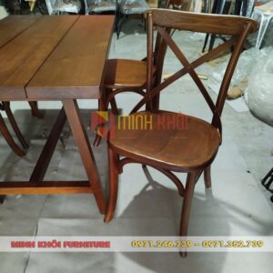 Bộ bàn ăn MK-0033 (Bàn gỗ thông + 4 ghế Bistro gỗ tần bì)