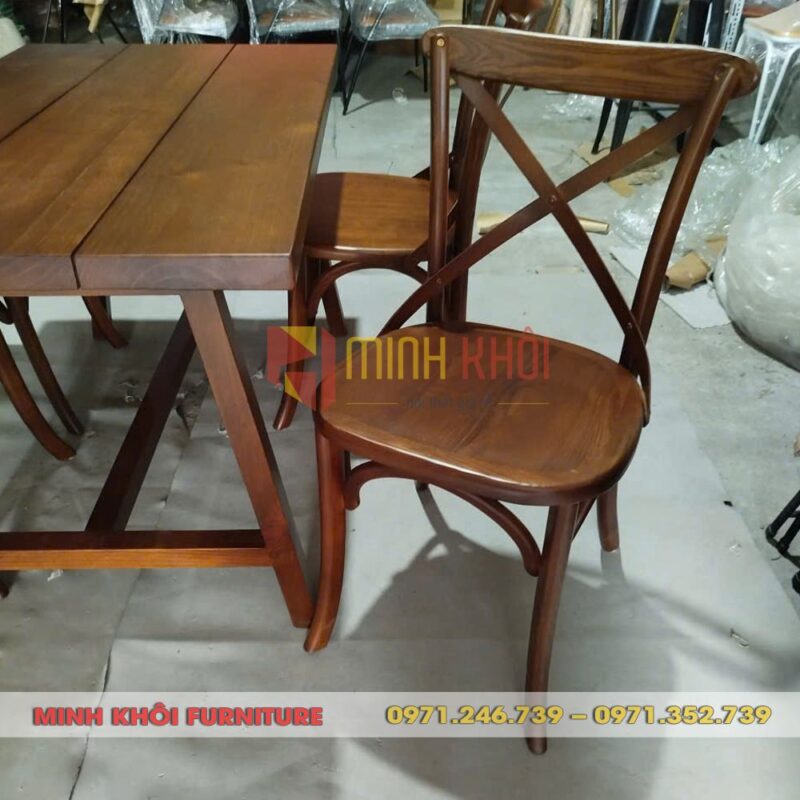 Bộ bàn ăn MK-0033 (Bàn gỗ thông + 4 ghế Bistro gỗ tần bì cao cấp) 14 Bộ bàn ăn MK-0033 (Bàn gỗ thông + 4 ghế Bistro gỗ tần bì)