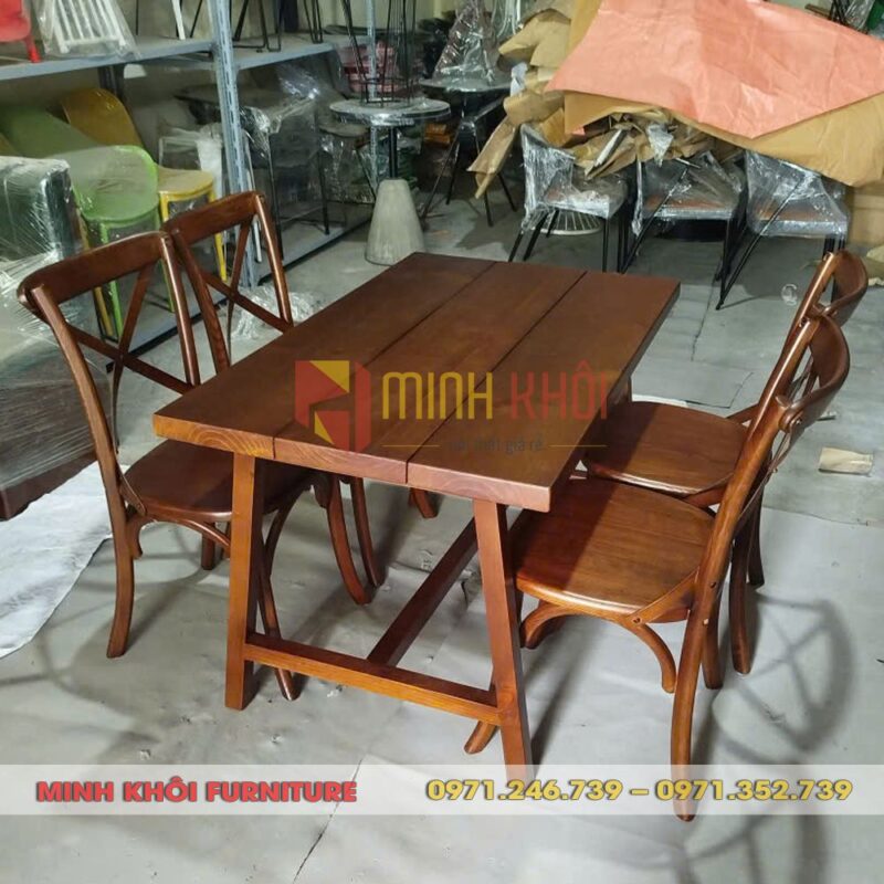 Bộ bàn ăn MK-0033 (Bàn gỗ thông + 4 ghế Bistro gỗ tần bì cao cấp) 15 Bộ bàn ăn MK-0033 (Bàn gỗ thông + 4 ghế Bistro gỗ tần bì)