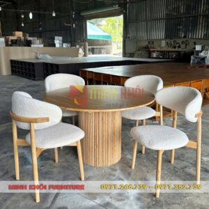 Bộ bàn ăn tròn 4 ghế Oleandro – Lựa chọn hoàn hảo cho quán ăn, nhà hàng và gia đình