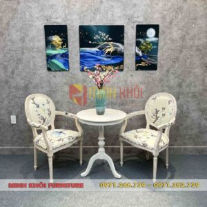 Bộ bàn ghế cafe cổ điển Louis có tay