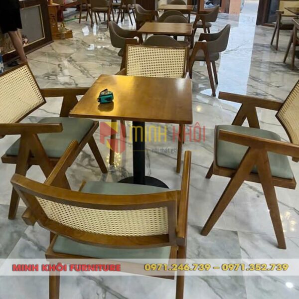 Bộ bàn ghế gỗ cafe V-leg – Thiết kế độc đáo, sang trọng cho quán cafe