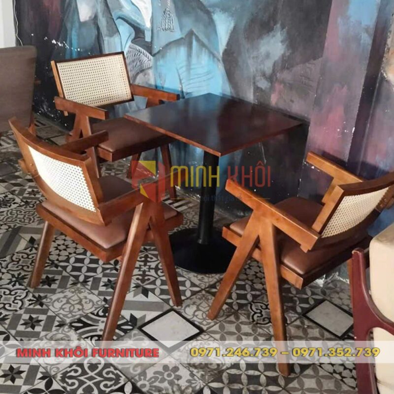Bộ bàn ghế gỗ cafe V-leg 7 Bộ bàn ghế gỗ cafe V-leg – Thiết kế độc đáo, sang trọng cho quán cafe