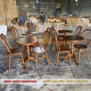 Bộ bàn ghế gỗ cafe Windsor – Thiết kế cổ điển, sang trọng cho quán cà phê