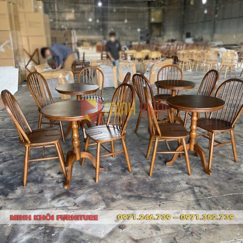 Bộ bàn ghế gỗ cafe Windsor – Thiết kế cổ điển, sang trọng cho quán cà phê