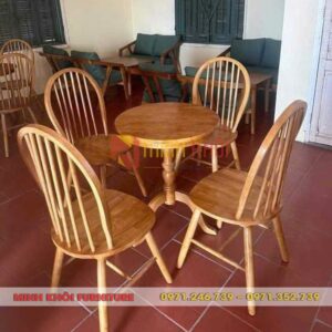 Bộ bàn ghế gỗ cafe Windsor 5 Bộ bàn ghế gỗ cafe Windsor – Thiết kế cổ điển, sang trọng cho quán cà phê