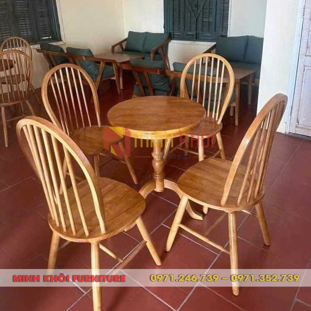 Bộ bàn ghế gỗ cafe Windsor 2 Bộ bàn ghế gỗ cafe Windsor – Thiết kế cổ điển, sang trọng cho quán cà phê