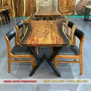 Bộ bàn ghế nhà hàng gỗ me tây MK-0043 – Lựa chọn lý tưởng cho nhà hàng và quán ăn