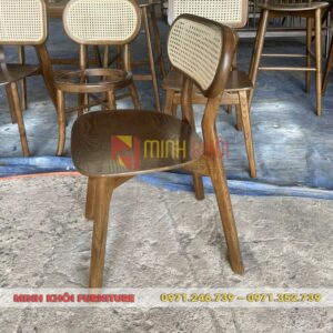 Ghế CH303 tựa lưng mây - Ghế quán ăn, quán cafe gỗ ash