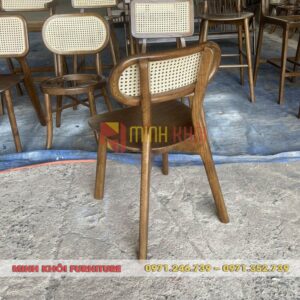 Ghế CH303 tựa lưng mây - Ghế quán ăn, quán cafe gỗ ash