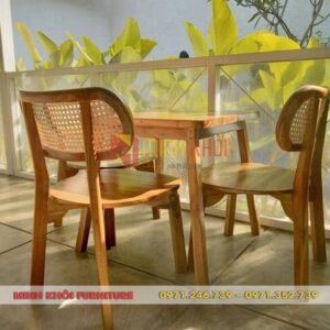 Ghế CH303 tựa lưng mây - Ghế quán ăn, quán cafe gỗ ash