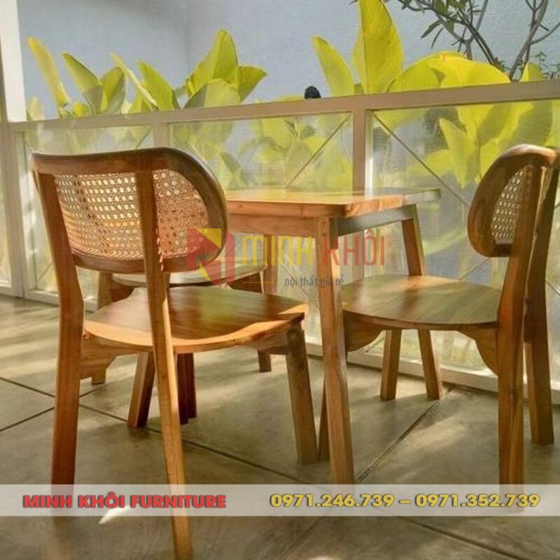 Ghế CH303 tựa lưng mây - Ghế quán ăn, quán cafe gỗ ash