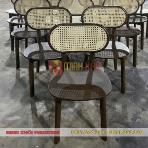 Ghế CH303 tựa lưng mây - Ghế quán ăn, quán cafe gỗ ash