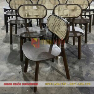 Ghế CH303 tựa lưng mây - Ghế quán ăn, quán cafe gỗ ash