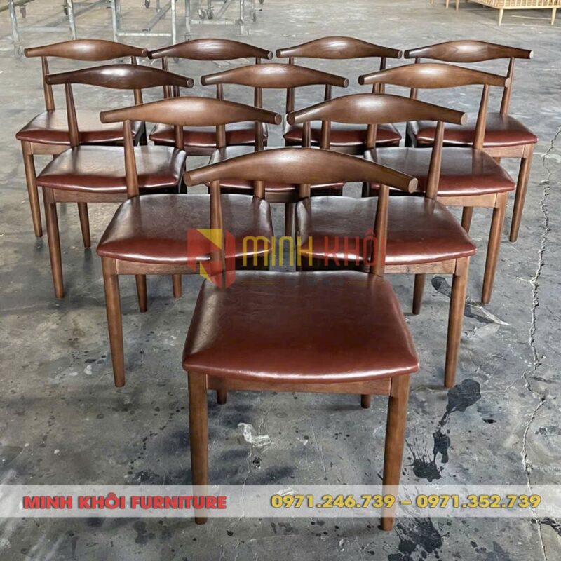 Ghế Bull nệm vuông - Ghế gỗ quán ăn, cafe 8 Ghế Bull nệm vuông gỗ cao su – Lựa chọn hoàn hảo cho nhà hàng, cafe