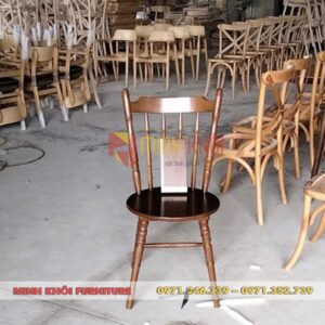 Ghế gỗ 6 nan tiện trúc – Mẫu ghế cổ điển đẹp cho quán ăn, nhà hàng, quán cafe