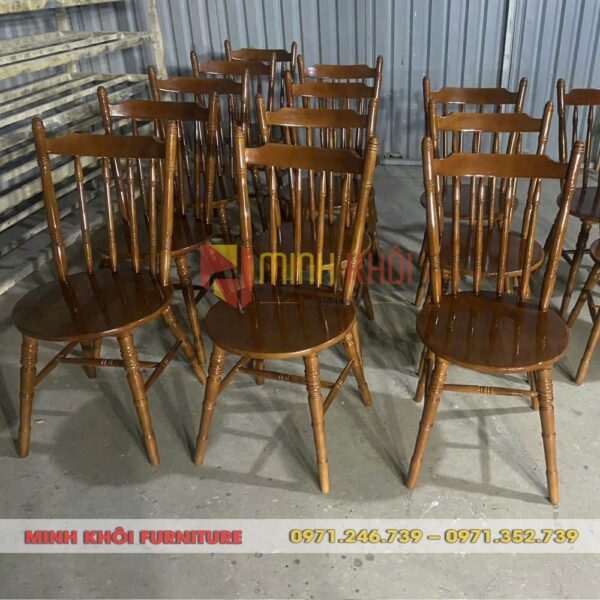 Ghế gỗ 6 nan tiện trúc – Mẫu ghế cổ điển đẹp cho quán ăn, nhà hàng, quán cafe