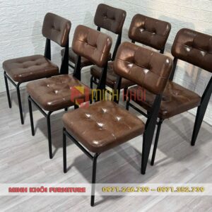 Ghế sắt Napa nệm vuông – Mẫu ghế sắt bọc simili đẹp cho quán cafe, quán ăn